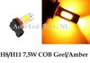 H8/H11 7,5W COB geel/amber met lens