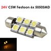 24V C5W Festoon 39MM 6x 5050SMD LED Geel/Amber