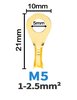 M5 ring krimp connector verguld per 4 stuks