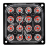 Super fel 16x 5W highpower flash signalering module rood 12v/24v vierkant model