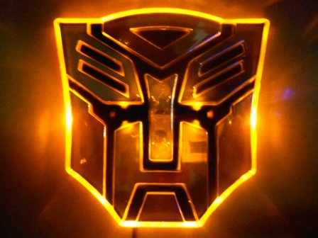 Transformers Optimus Prime LED badge geel