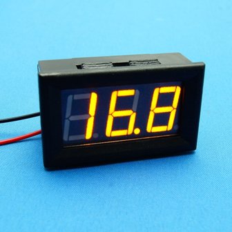 Mini digitale voltmeter 4.5-30V Voltage Panel Meter in geel/amber LED uitvoering