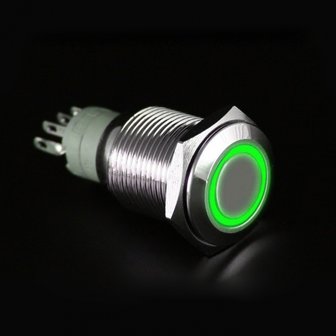 12V LED moment schakeling druk schakelaar 16mm angel eye groen