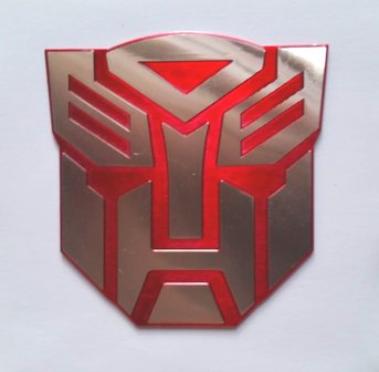 Transformer embleem aluminium 7x7 cm rood