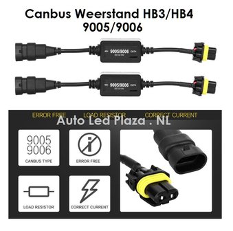HB3/HB4, 9005/9006 canbus led verlichting weerstand plug and play 2st
