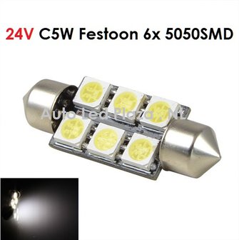 24V C5W Festoon 39MM 6x 5050SMD LED wit