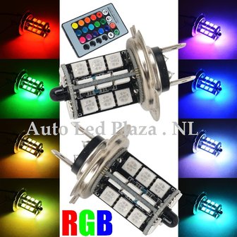  2x H7 27 leds RGB 5050SMD LED incl, remote controll