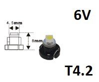 6V T4.2 1x 3528SMD LED Wit