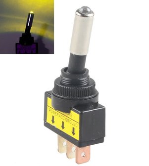 12V 20A LED tuimel schakelaar aan/uit kleur: Geel
