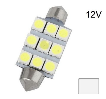 C5W/C10W Festoon 9x5050SMD LED 39MM buislamp wit 12V 01