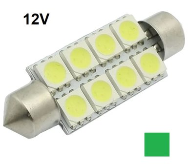 C5W/C10W Festoon 8x5050SMD LED 41MM buislamp groen 12V