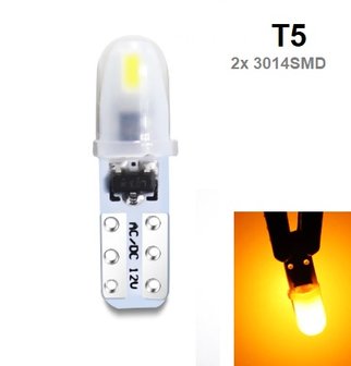 T5 2x 3014SMD Silicon glow geel/amber