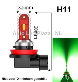 H11 1860 CSP LED mist/breedstraler 1000LM 12-24V limoen groen set &aacute; 2 stuks
