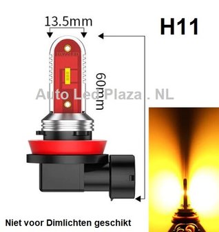H11 1860 CSP LED mist/breedstraler 1000LM 12-24V geel/amber set &aacute; 2 stuks