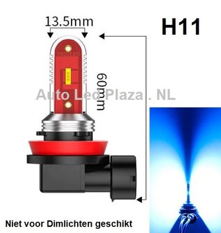 H11 1860 CSP LED mist/breedstraler 1000LM 12-24V licht blauw set &aacute; 2 stuks