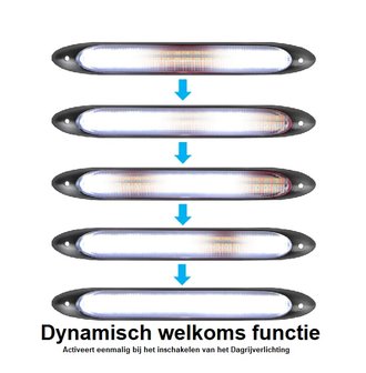 Dagrijverlichting DRL incl dynamisch knipperlicht met welkoms functie 2x 15,5cm 01