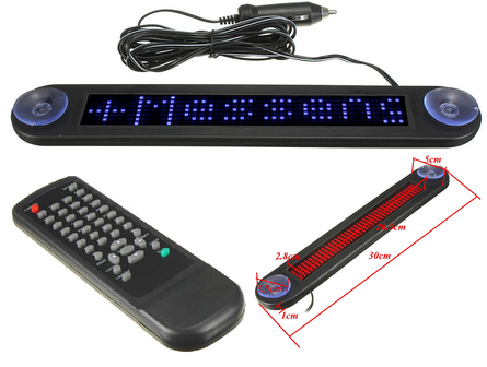 12V tekst LED berichten paneel blauw incl. remote