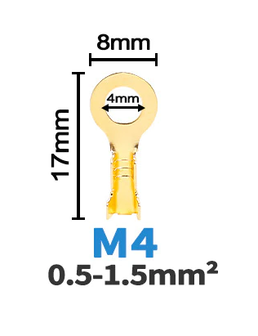 M4 ring krimp connector verguld per 4 stuks