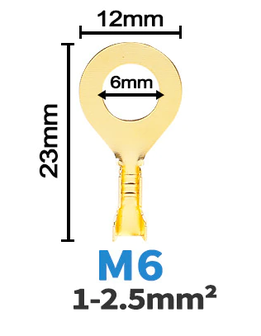 M6 ring krimp connector verguld per 4 stuks