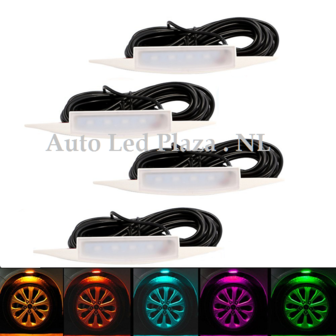Wielkast RGB SMD LED verlichting set 4x incl. Remote controll (witte uitvoering)