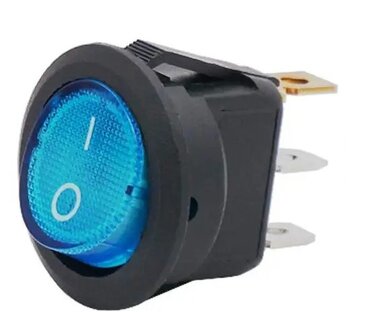 12V aan/uit 3-pins 2-positie 20A ronde tuimel schakelaar blauw met led