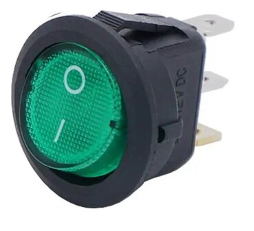 12V aan/uit 3-pins 2-positie 20A ronde tuimel schakelaar groen met led