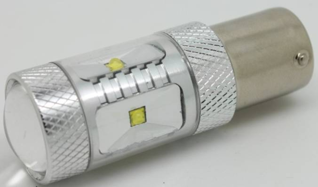 BAY15D-1157-30W 6st CREE-XBD LED met lens (Dagrijverlichting / breedstraler)