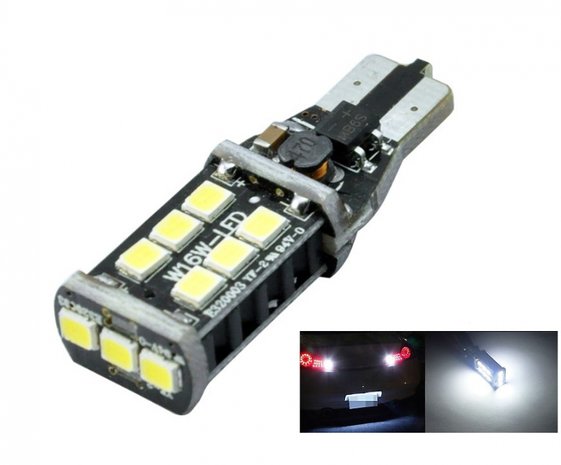 T15 W16W 15x 2830 SMD Samsung LED CanBus 9~30V AC (speciaal voor achteruit rijlicht)