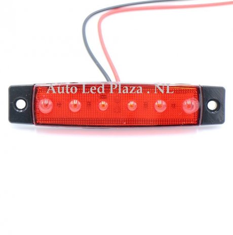 Rood zijmarkering 12V 6x LED unit 