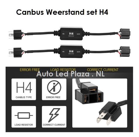H4 canbus led verlichting weerstand plug and play 2st