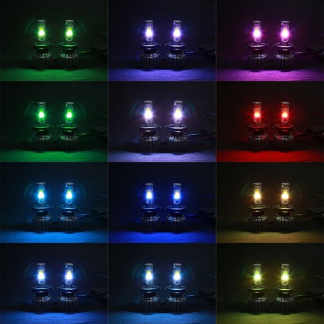 H4 LED dimlicht + RGB Demon eyes incl Bluetooth bediening