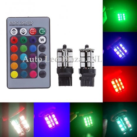  2x T20 7440 27 leds RGB 5050SMD LED incl, remote controll