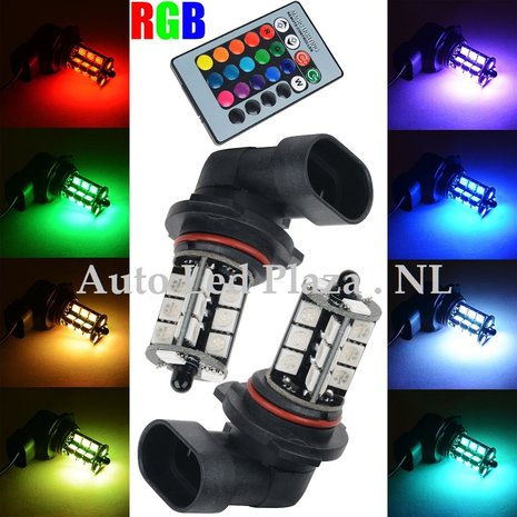  2x HB3 9005 27 leds RGB 5050SMD LED incl, remote controll