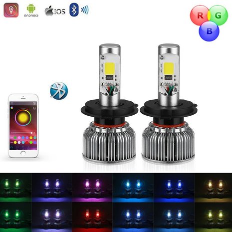 H1 LED dimlicht + RGB Demon eyes incl Bluetooth bediening