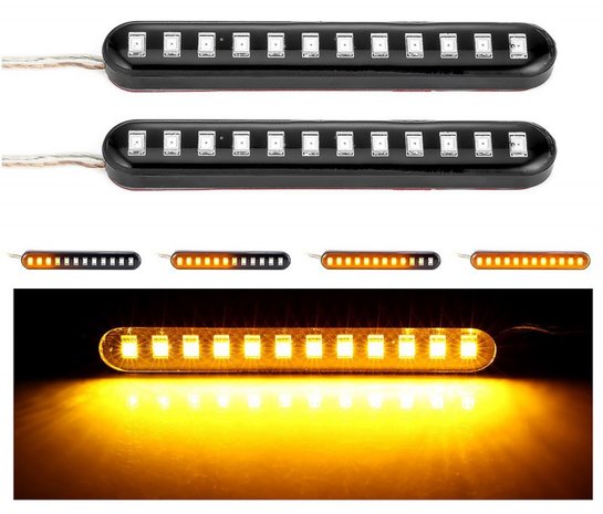 Set universele Dynamisch LED knipperlicht 12 LED Mini Strips