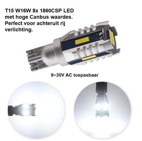 T15 W16W 8x1860 CSP-LED CanBus 9~30V AC Wit