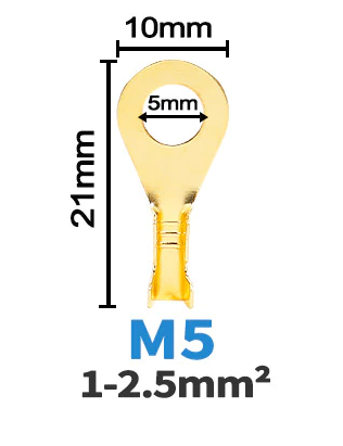 M5 ring krimp connector verguld per 4 stuks