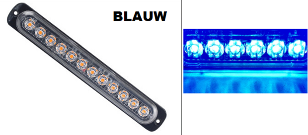 12x 3W highpower flash signalering module blauw 12v/24v slimline model 