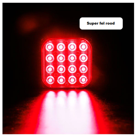 Super fel 16x 5W highpower flash signalering module rood 12v/24v vierkant model 01