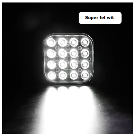 Super fel 16x 5W highpower flash signalering module wit 12v/24v vierkant model 02