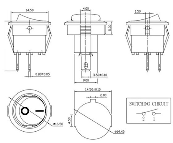 16MM rond aan/uit schakelaar zwart 03