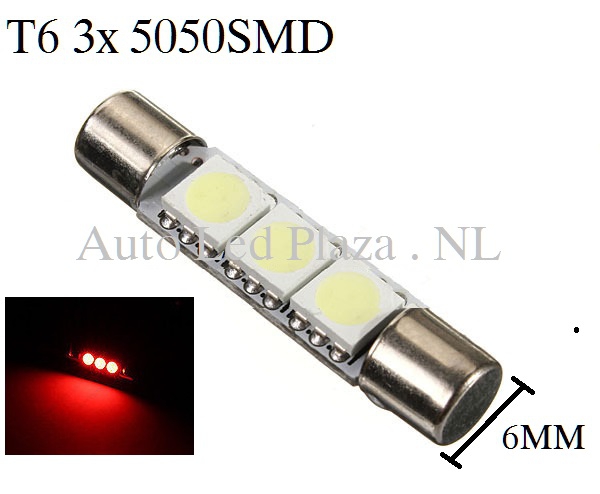 Contour munitie Vermenigvuldiging T6 31MM LED buislamp Rood - autoledplaza