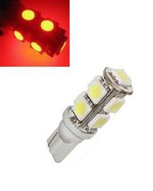 T10 W5W led 9x 5050 SMD LED rood