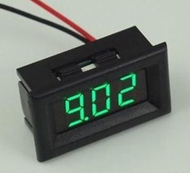 12V Mini Voltmeter Groen (2.5V DC-30V DC)