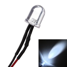LED 10mm diameter 12V incl 15cm bedrading kleur: wit