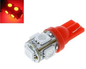 6V T10 W5W led 5x 5050 SMD LED Rood
