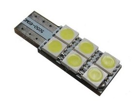 T10 W5W 6x 5050SMD LED Canbus Xenon wit, 1 zijdig non-polarized