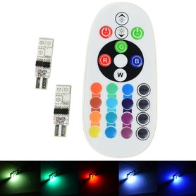  2x T10 W5W 6 leds RGB 5050SMD LED incl, remote controll