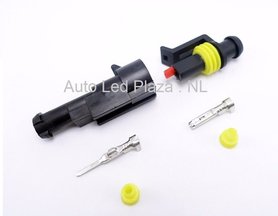 Uni 1-pins AMP superseal verbindingsset, stekker + contrastekker