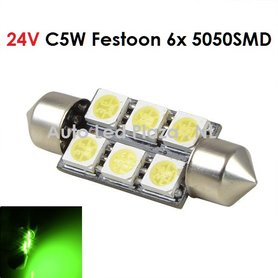 24V C5W Festoon 36MM 6x 5050SMD LED Groen